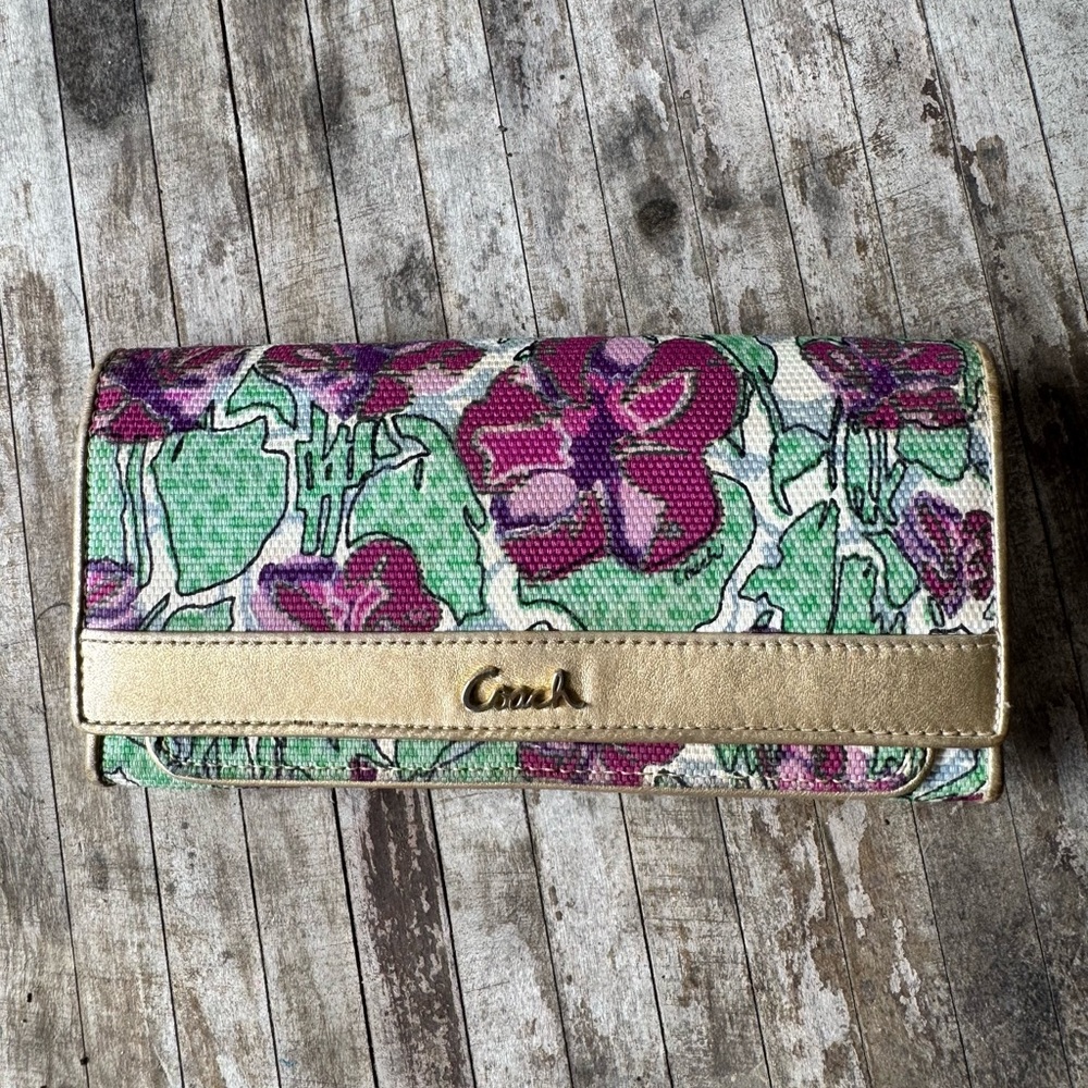 Vintage Coach- Ashley Iris Floral Slim Envelope Wallet